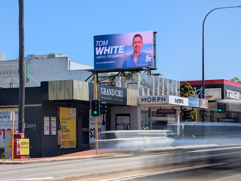 Roadside digital billboard displaying a campaign creative